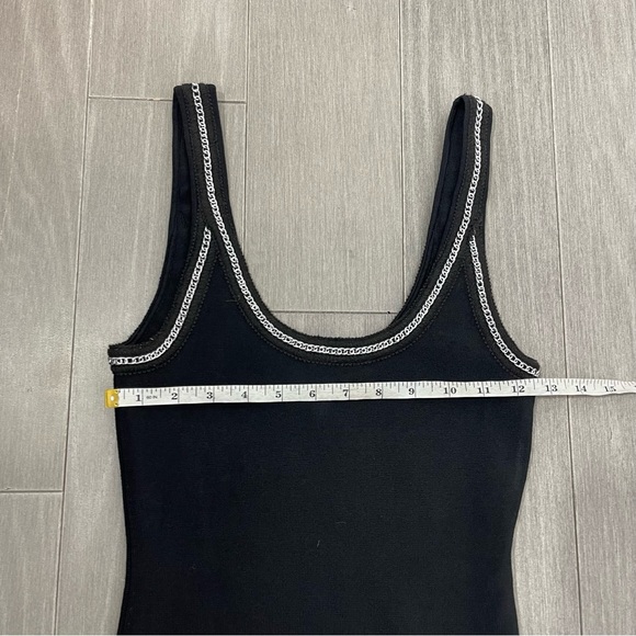 Good American Chain detailed knit tank mini dress black 2 M Ribbed Stretch Goth - Picture 14 of 16